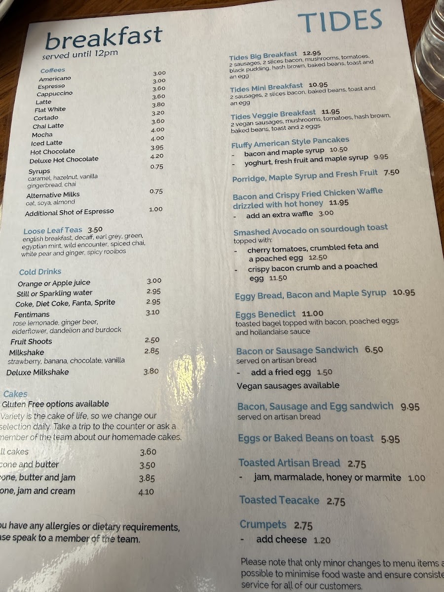Menu Tides Cafe Bistro-1
